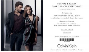 calvin klein promotional code